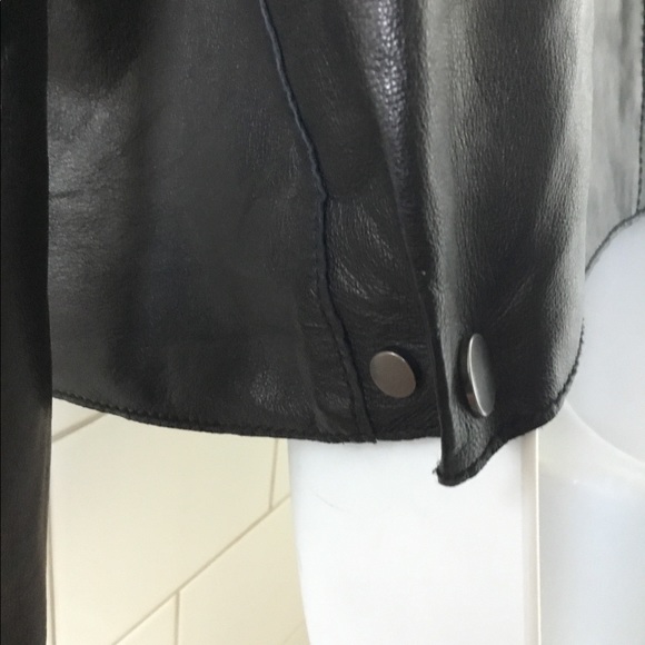 VINCE Soft Cross-Front Leather Moto Black Jacket S - Picture 8 of 12